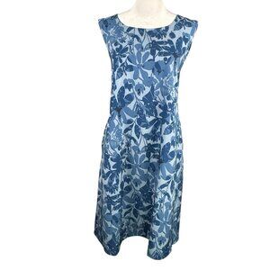 Ripskirt XXL Sleeveless Shift Dress Blue Floral Lightweight Pockets